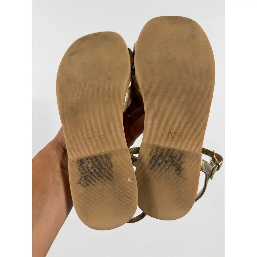 J.Crew Crewcuts Metallic Gold Bow Ankle Strap Sandals Girls Size 1